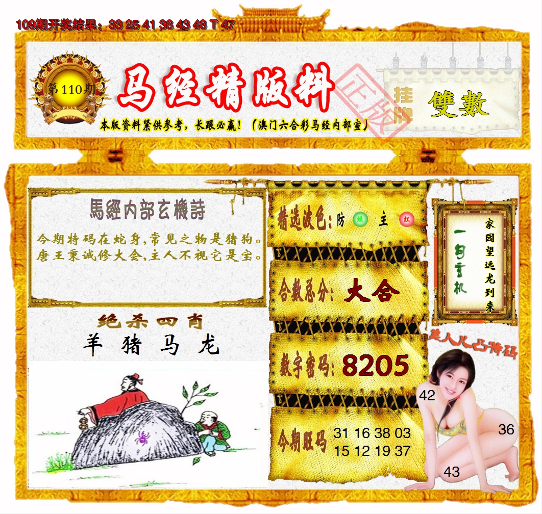 2024110期马经精版料