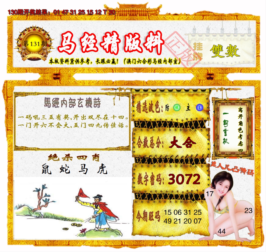 2024131期马经精版料