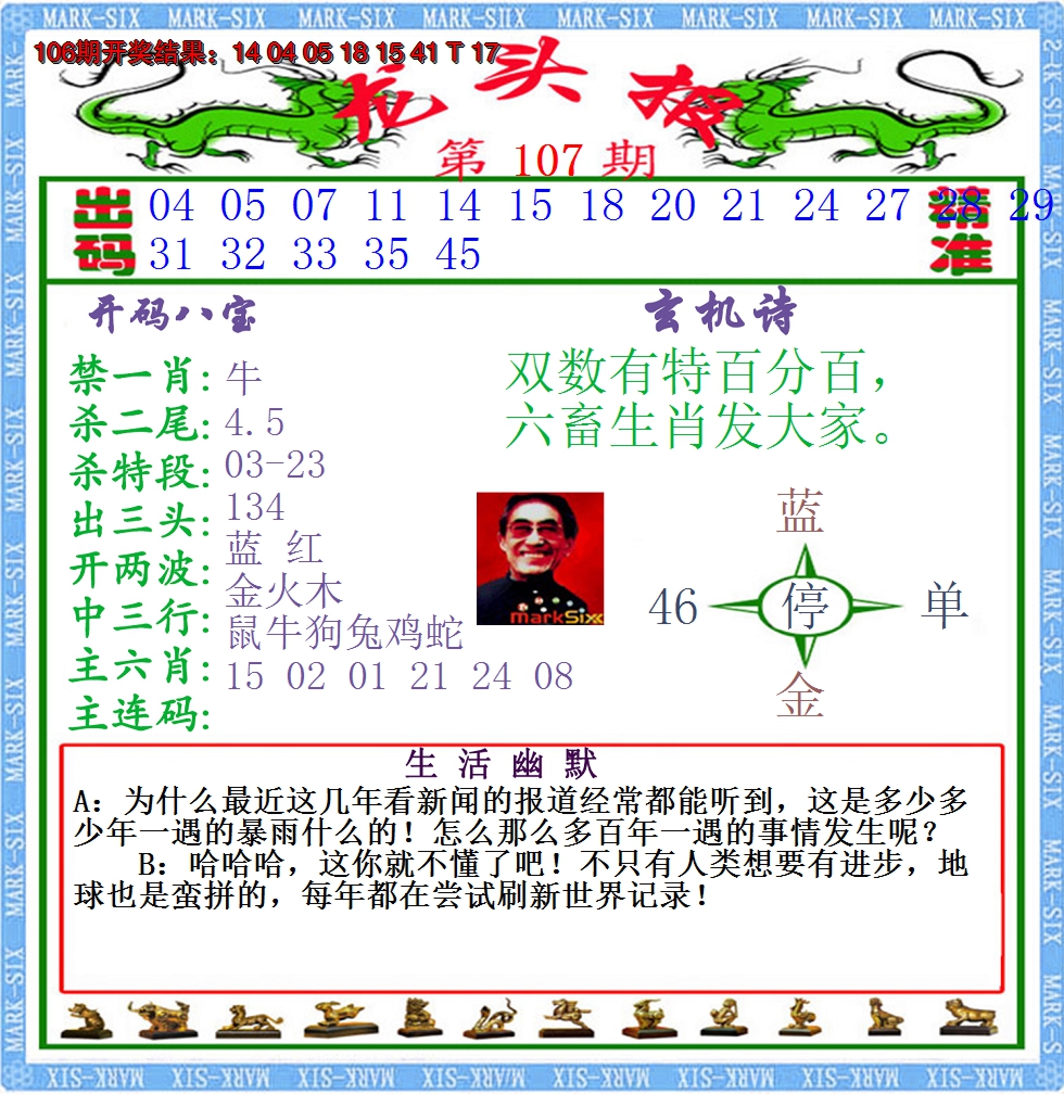 2024107期澳门龙头报