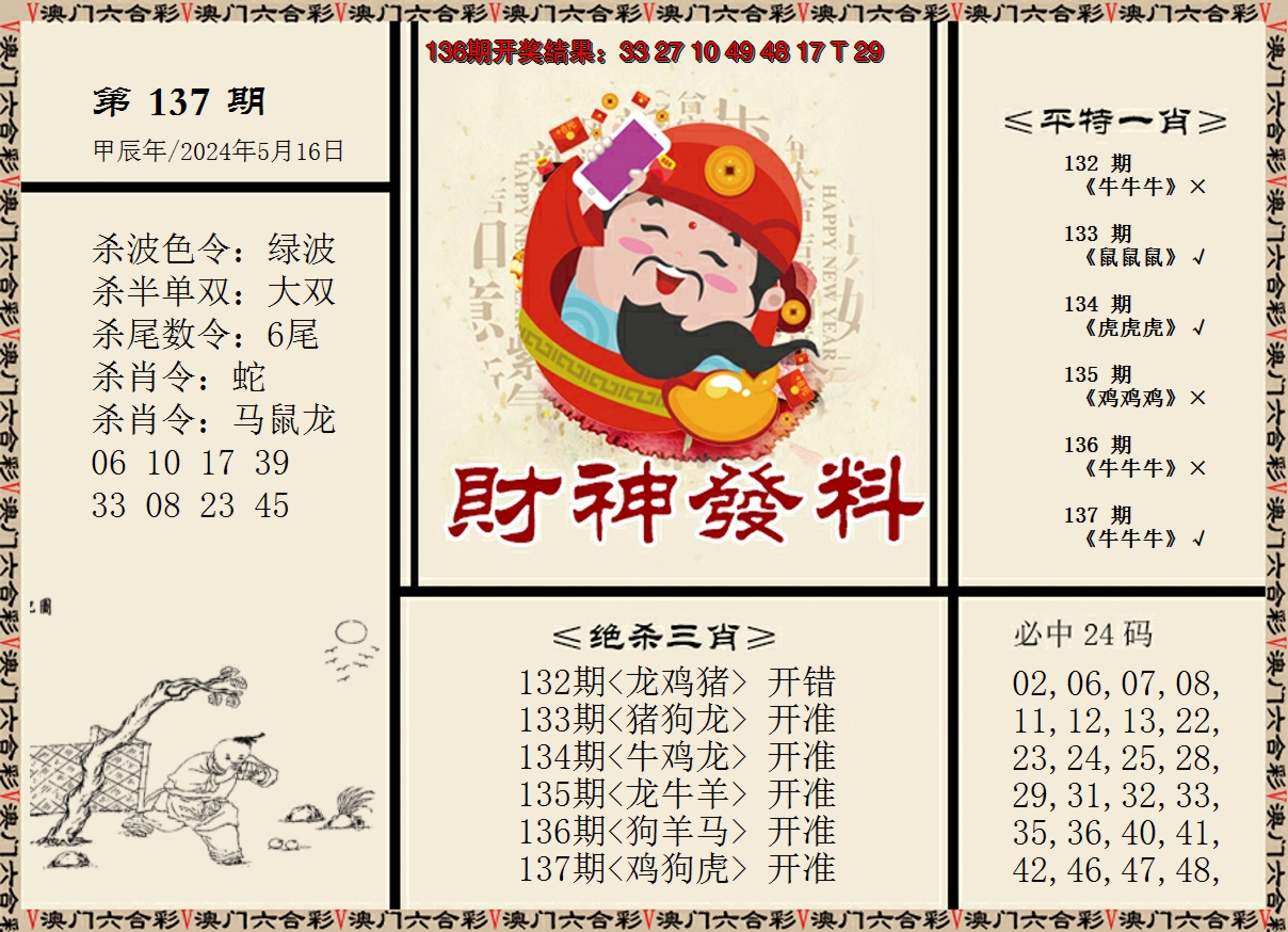 2024137期财神发料
