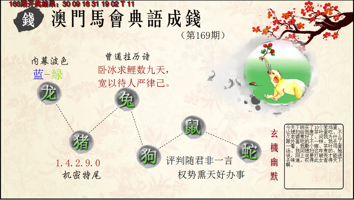2024169期典语成钱
