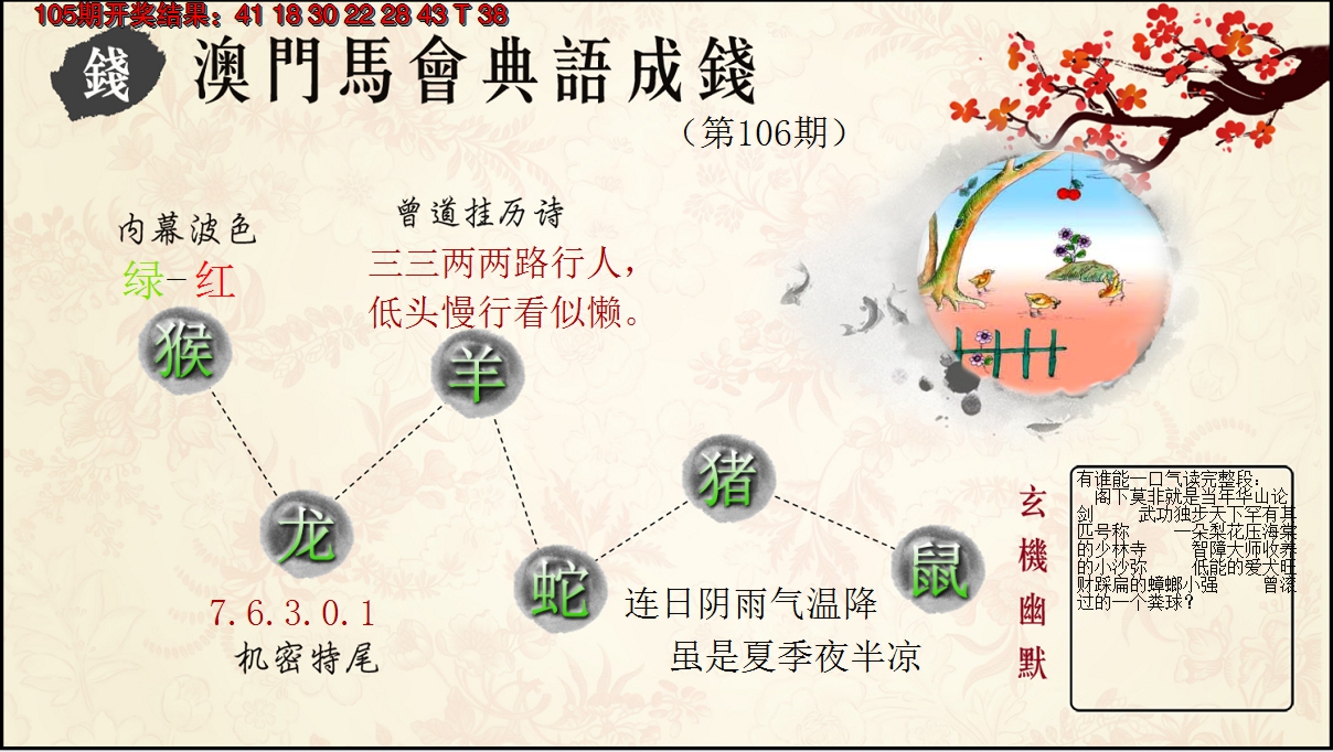 2024106期典语成钱