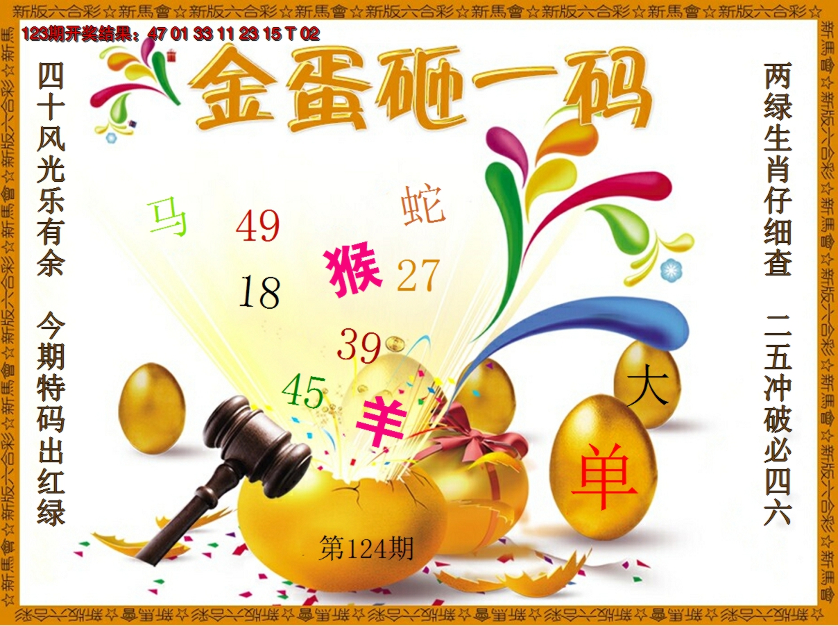 2024124期金蛋砸一码