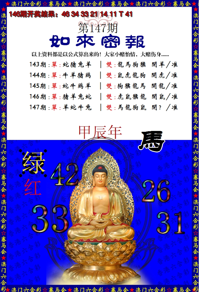 2024147期如来秘报