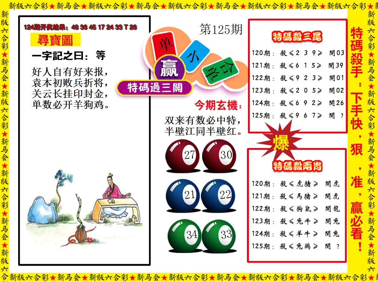 2024125期特码过三关
