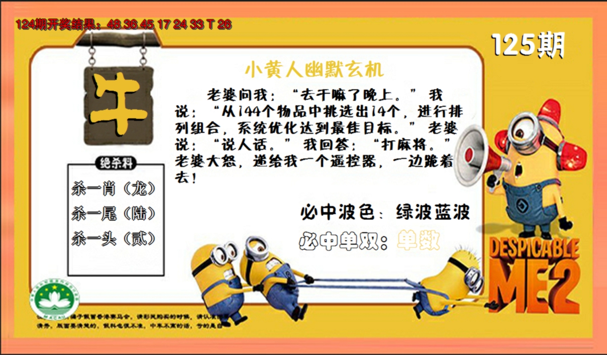2024125期小黄人玄机诗