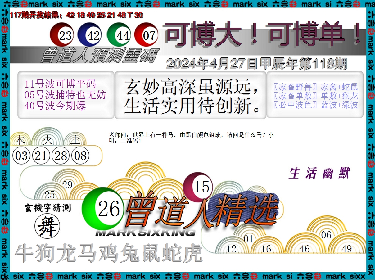 2024118期曾道人精选