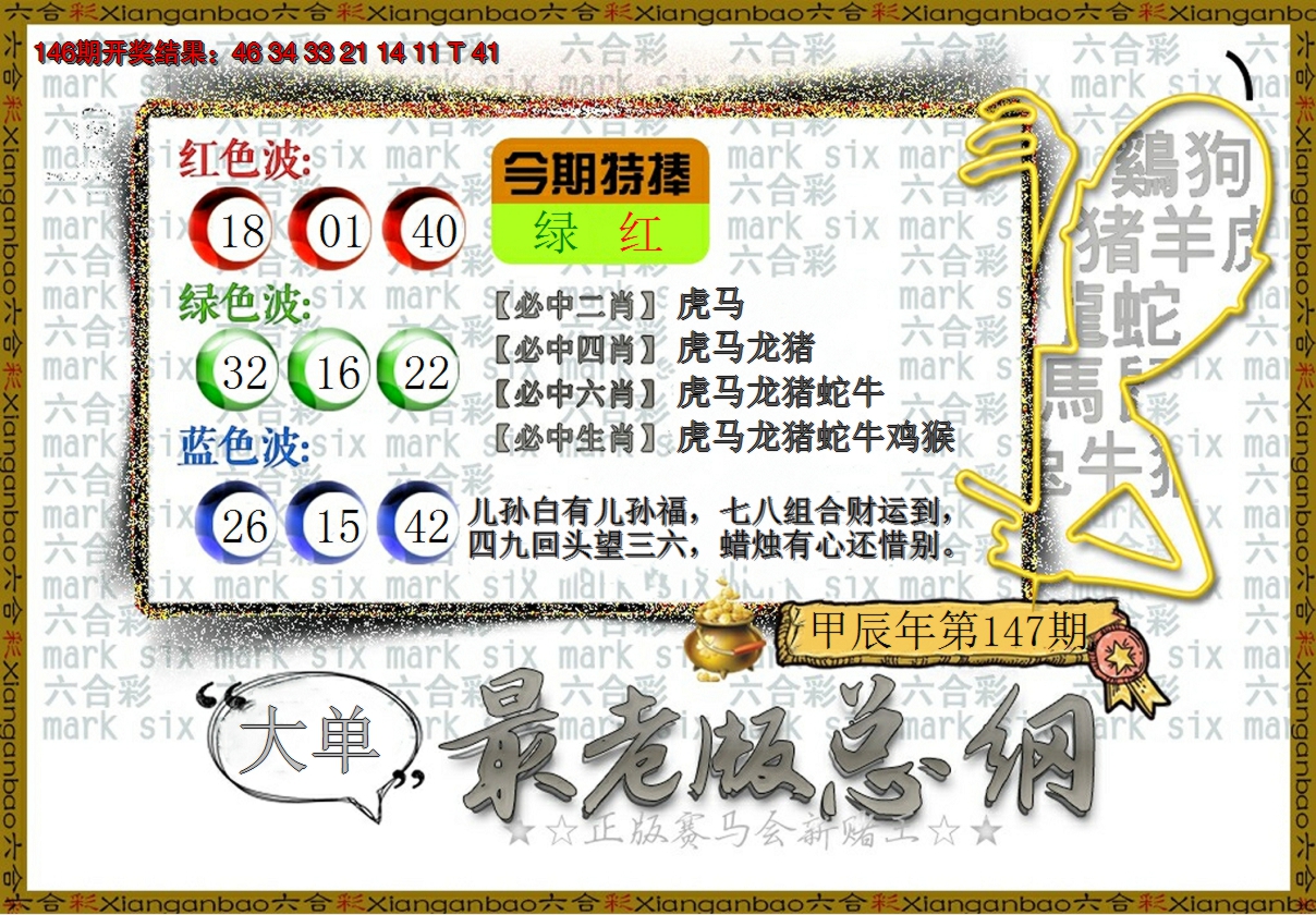 2024147期最老版总纲