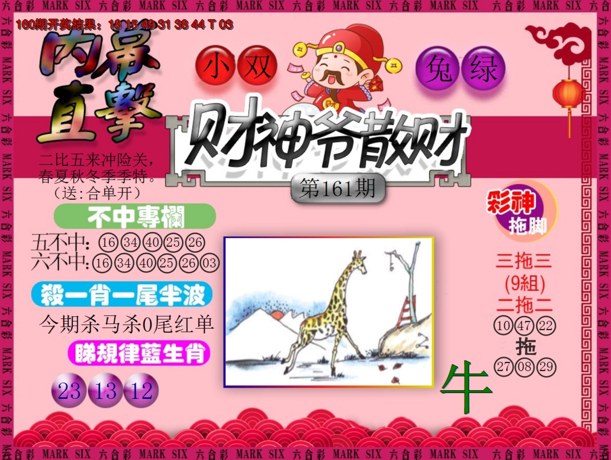 2024161期财神爷散财