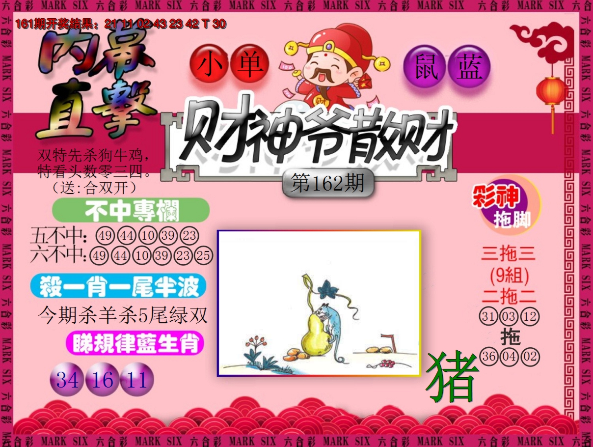 2024162期财神爷散财