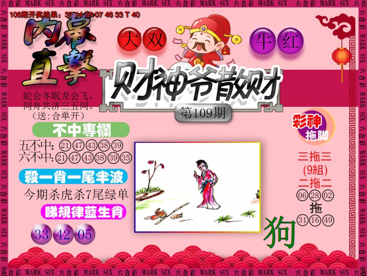 2024109期财神爷散财