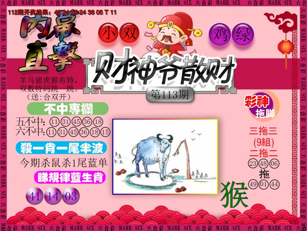 2024113期财神爷散财
