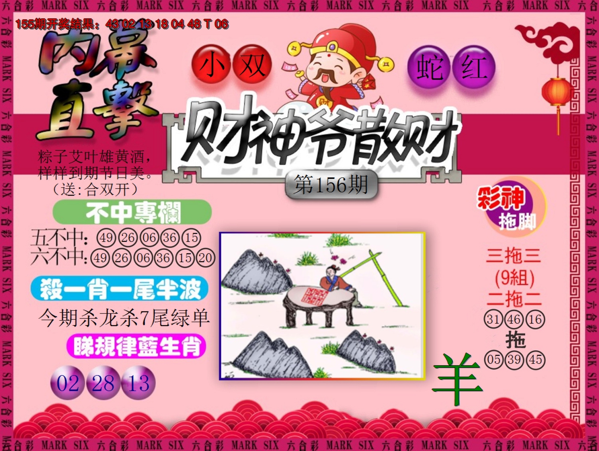 2024156期财神爷散财