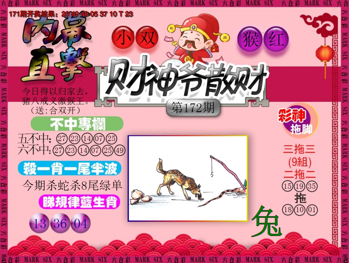 2024172期财神爷散财