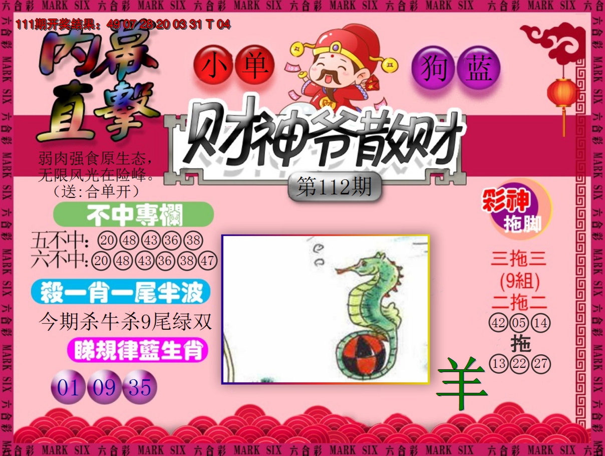 2024112期财神爷散财