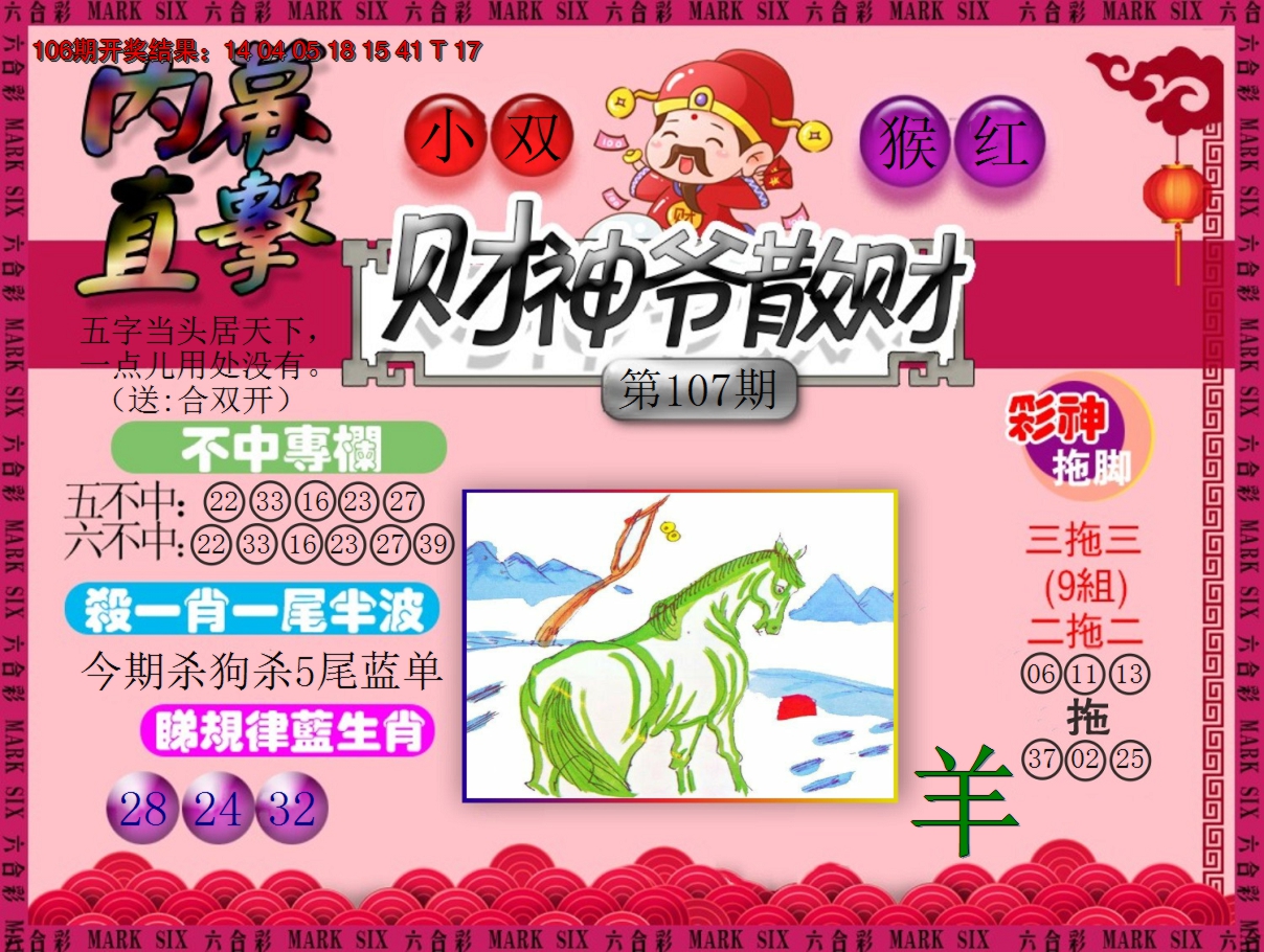 2024107期财神爷散财