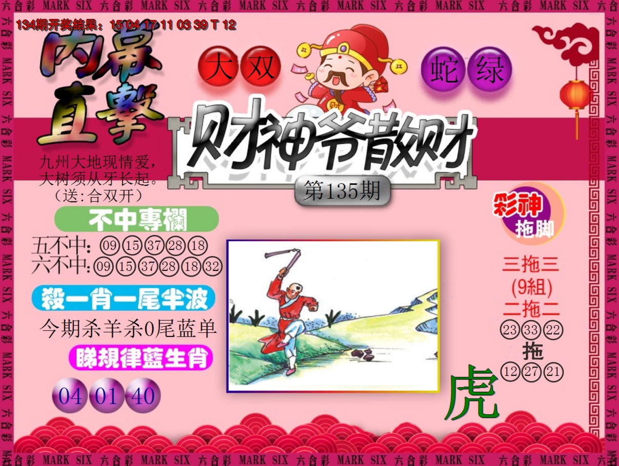 2024135期财神爷散财