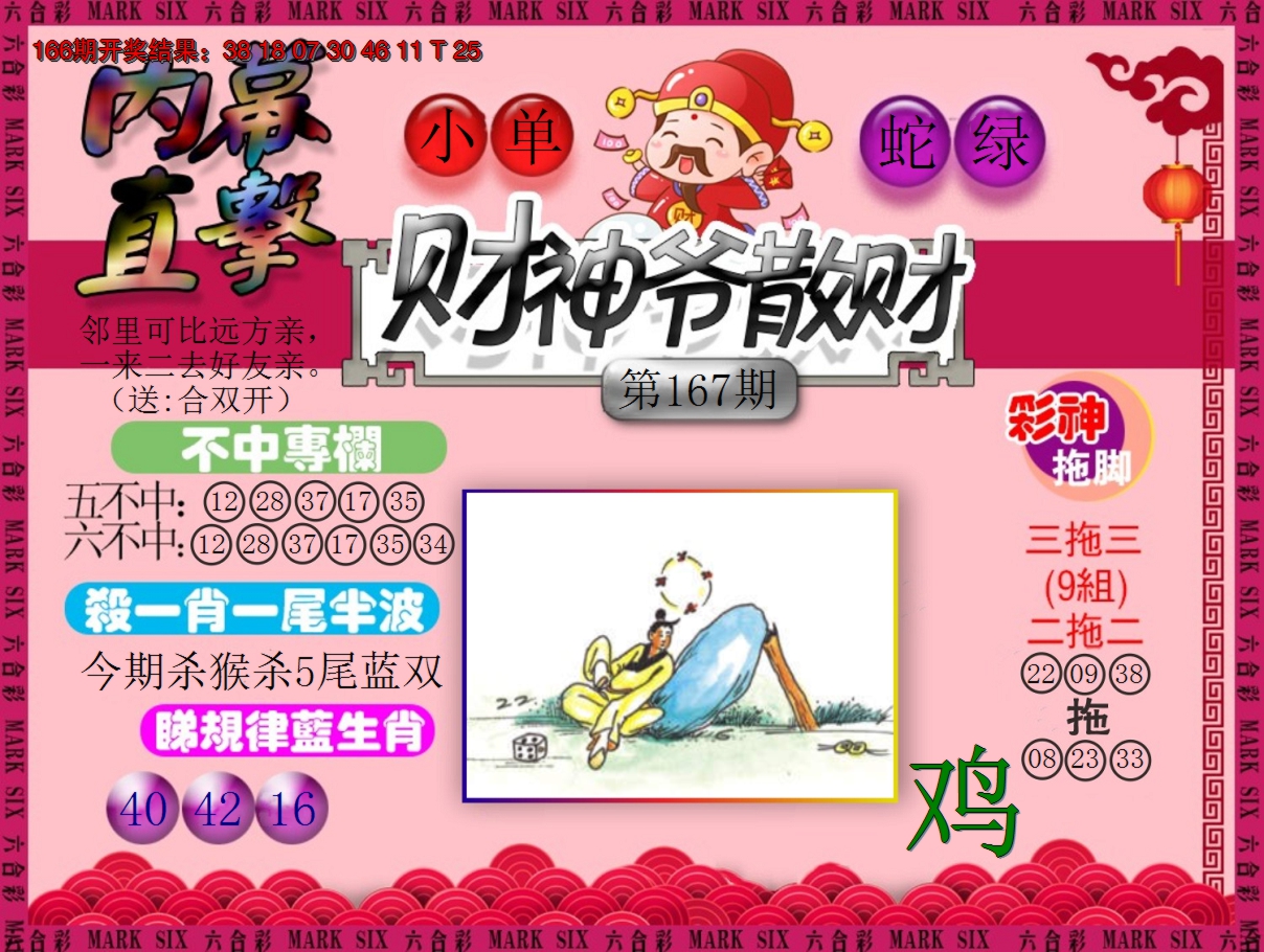 2024167期财神爷散财