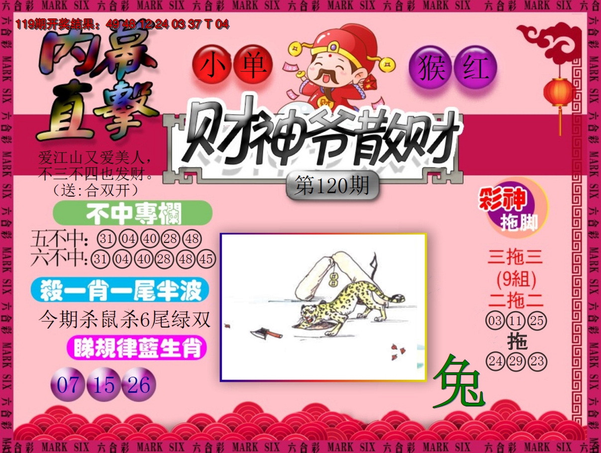 2024120期财神爷散财