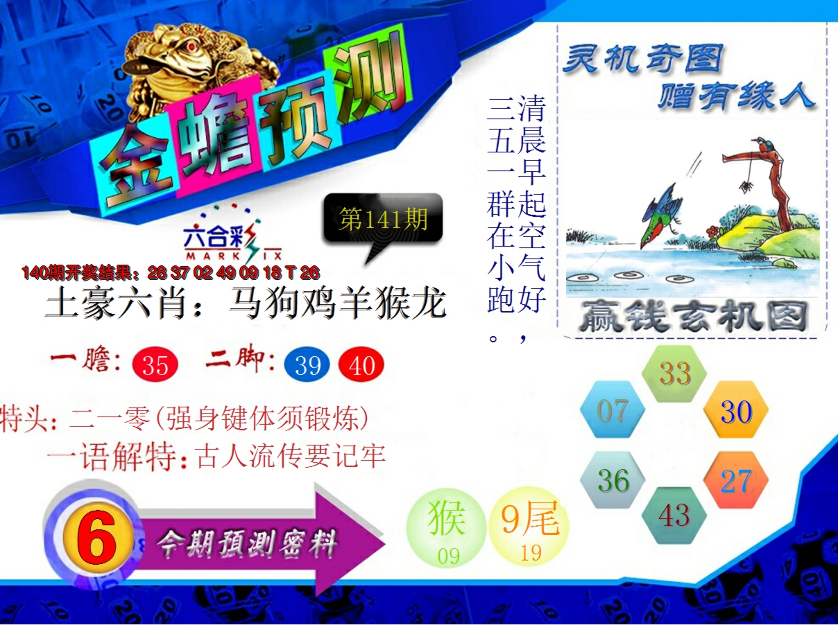 2024141期金蟾预测