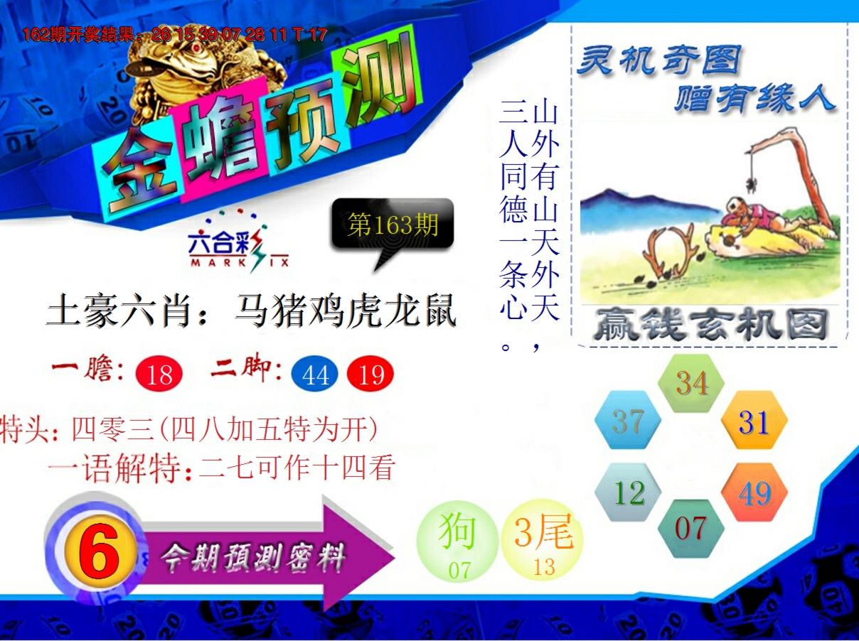 2024163期金蟾预测