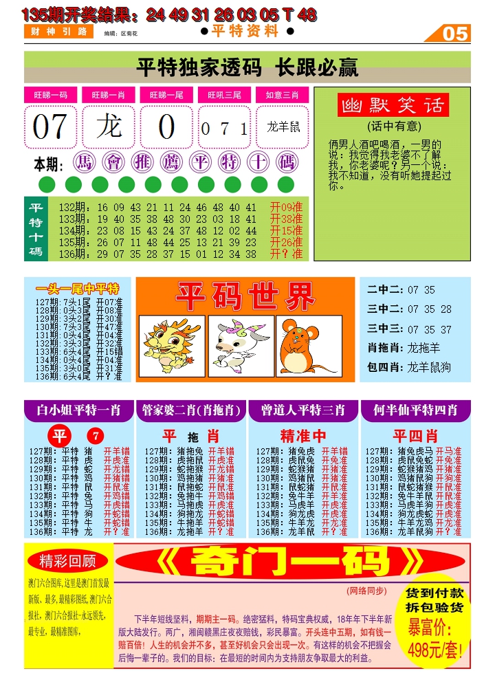 2024136期财神引路D