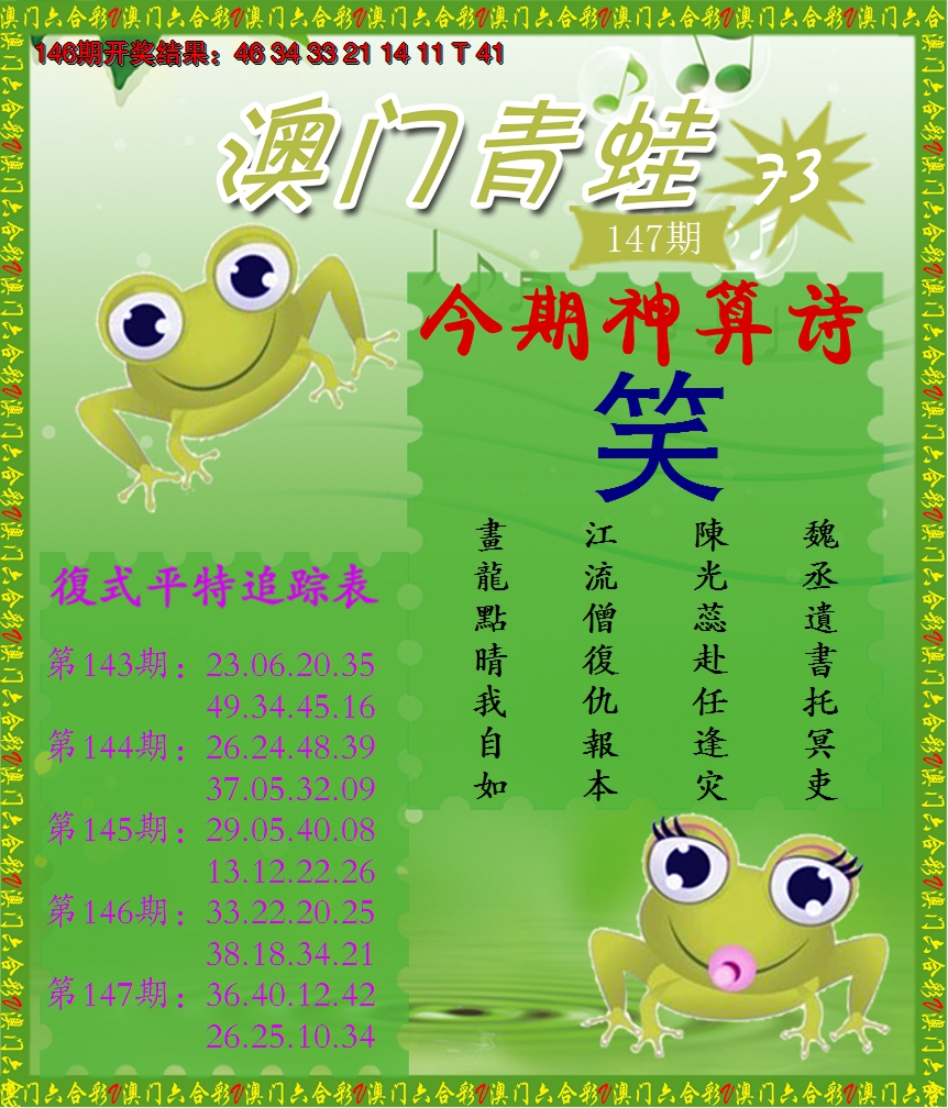 2024147期青蛙系列73