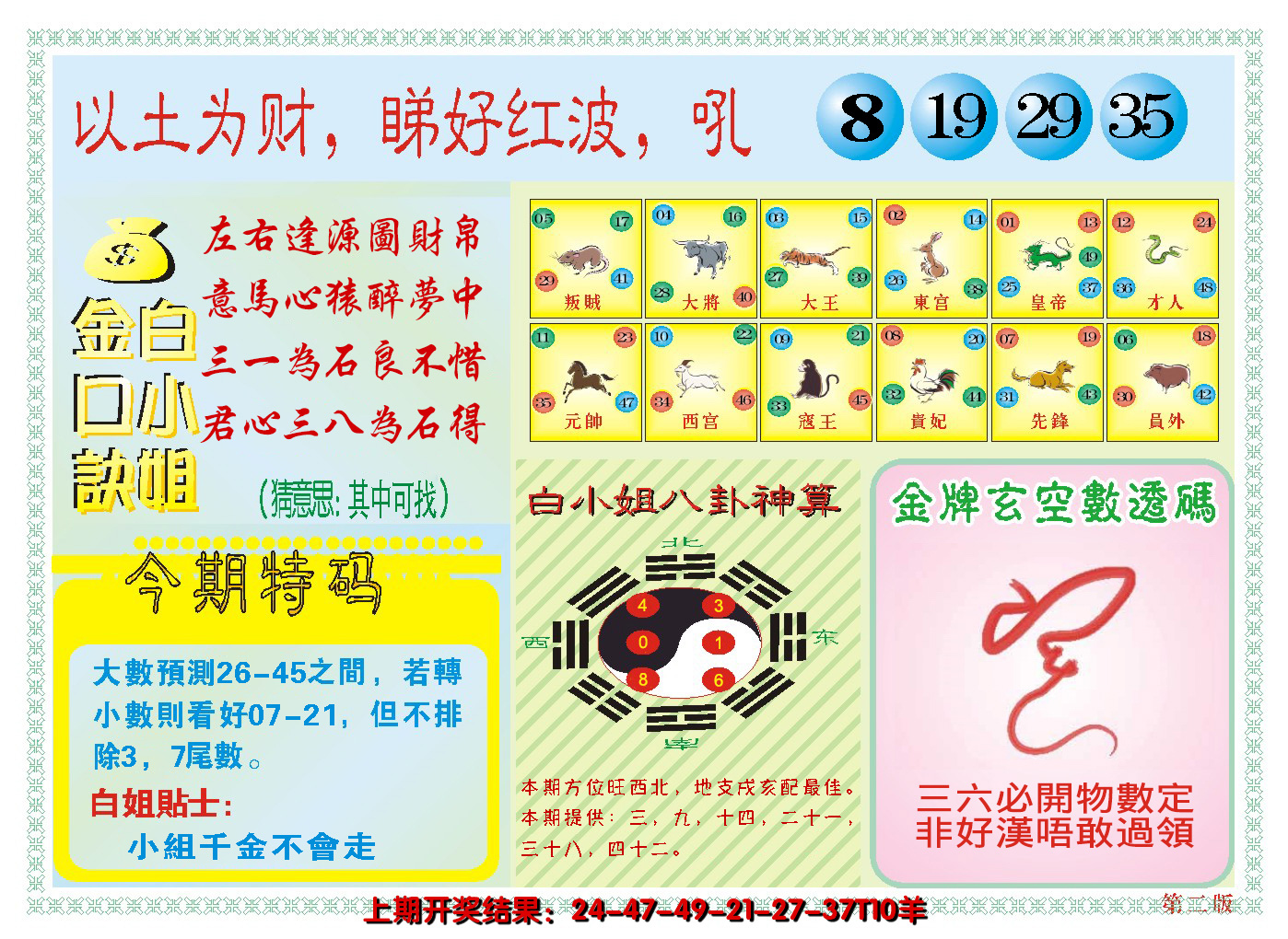 2024175期澳门白小姐金口决