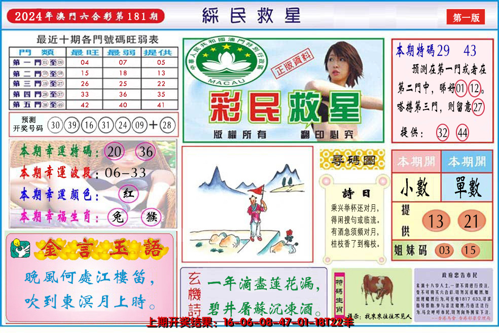 2024181期澳门彩民救星
