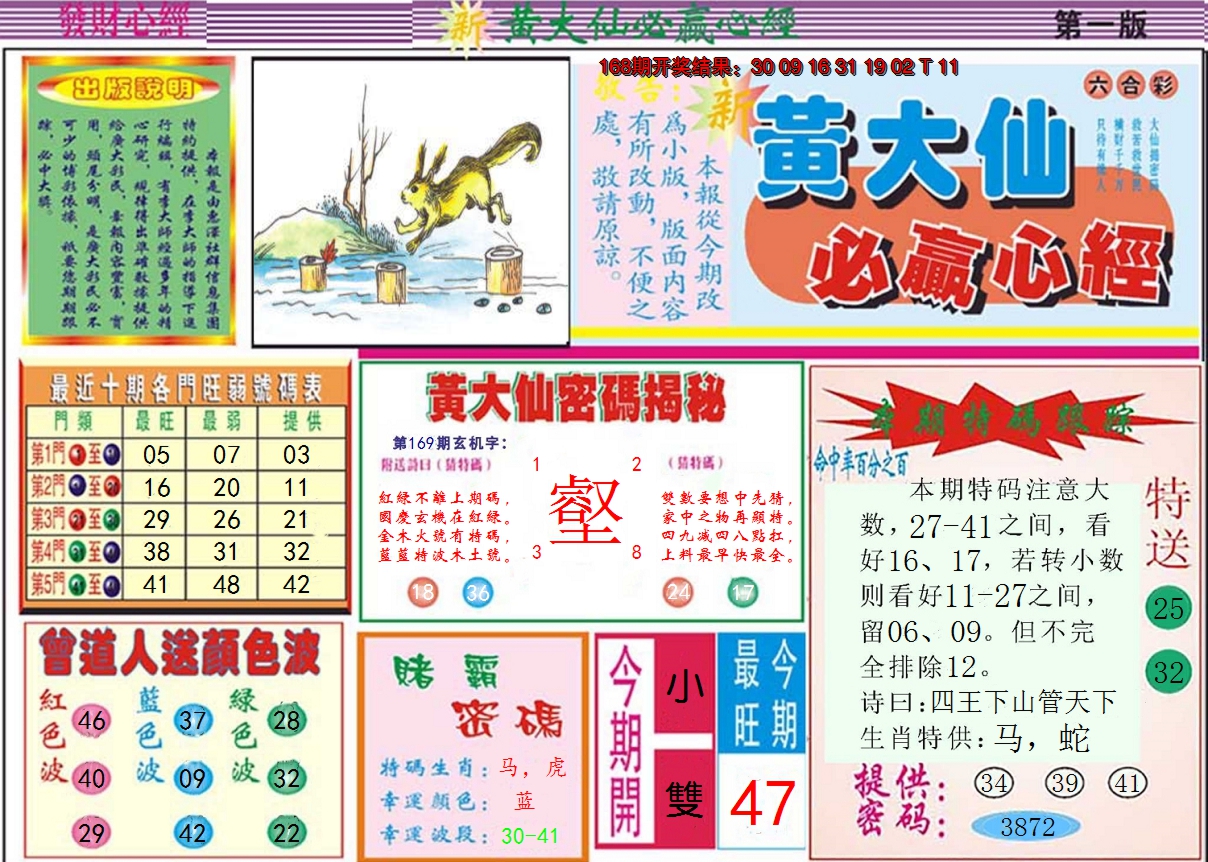 2024169期澳门黄大仙必赢心经