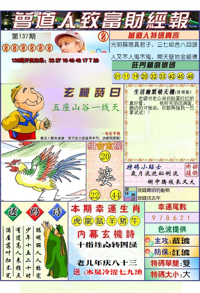 2024137期澳门曾道人致富财经报