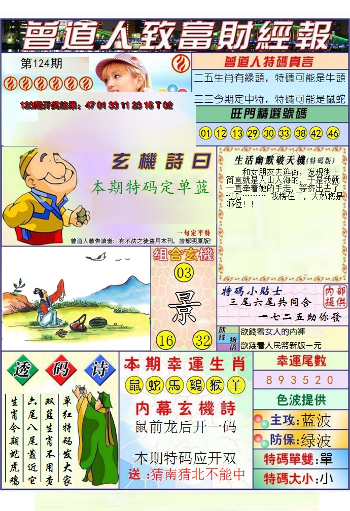 2024124期澳门曾道人致富财经报