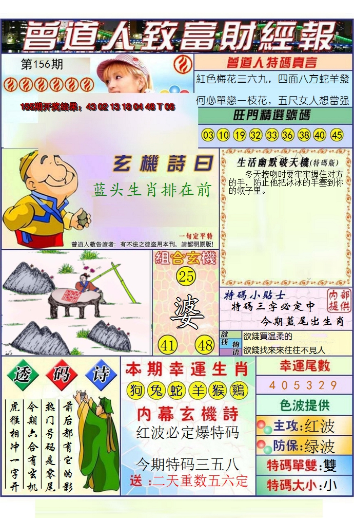 2024156期澳门曾道人致富财经报