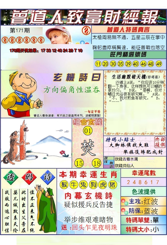 2024171期澳门曾道人致富财经报
