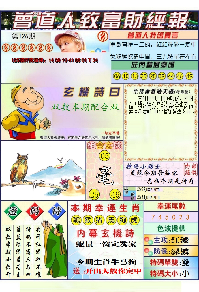 2024126期澳门曾道人致富财经报