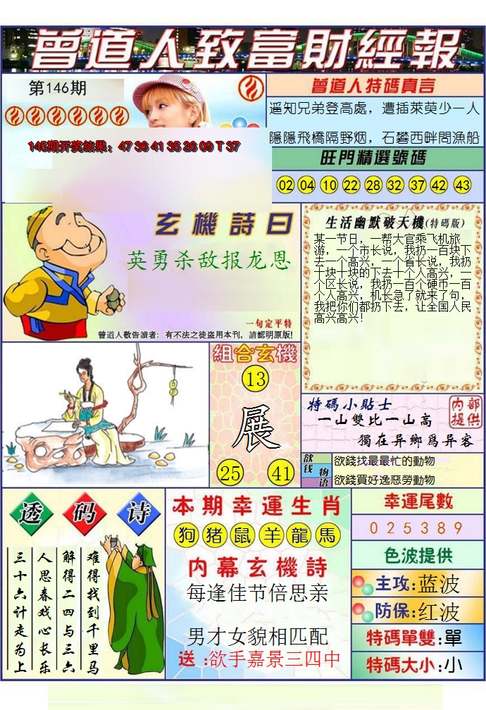 2024146期澳门曾道人致富财经报