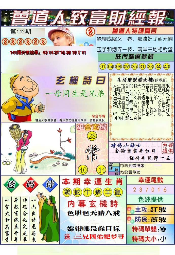 2024142期澳门曾道人致富财经报