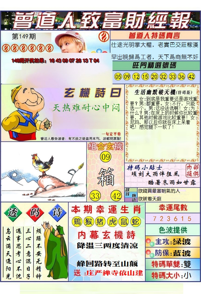 2024149期澳门曾道人致富财经报