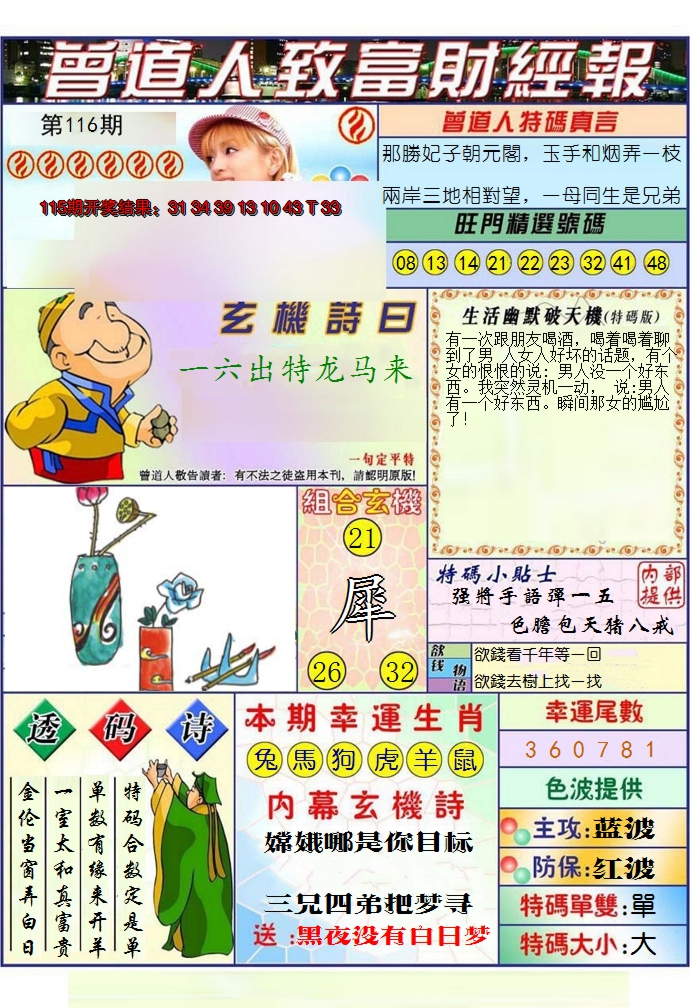 2024116期澳门曾道人致富财经报