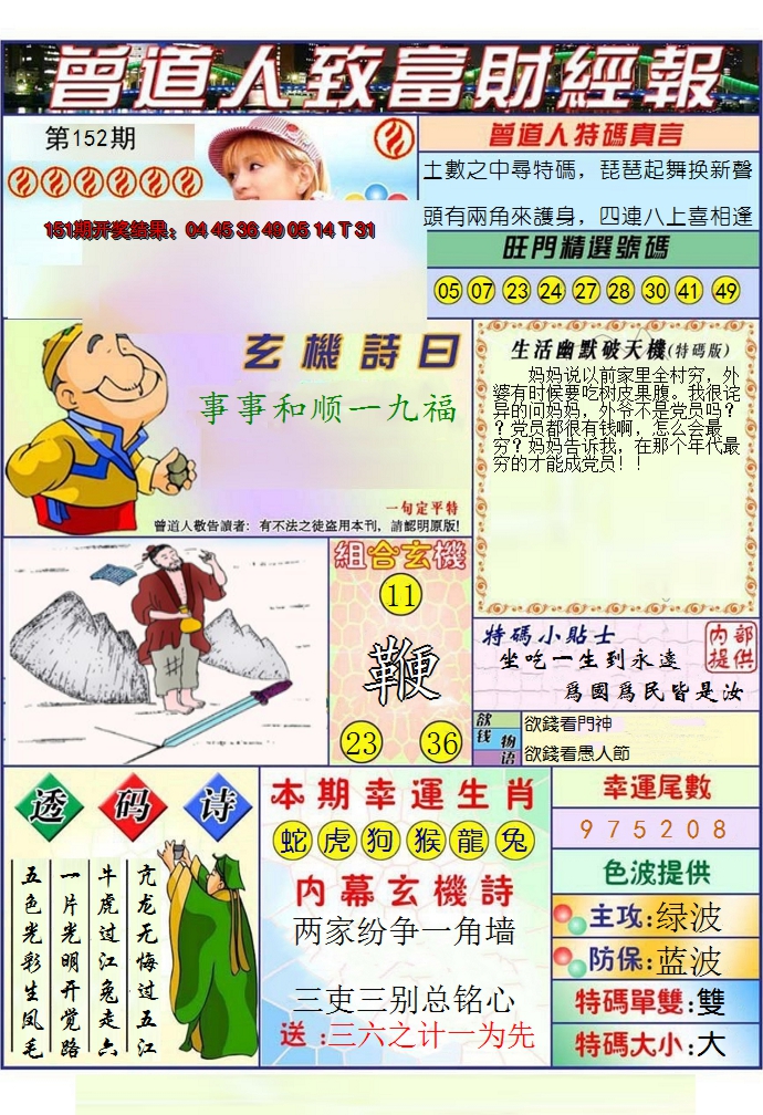2024152期澳门曾道人致富财经报