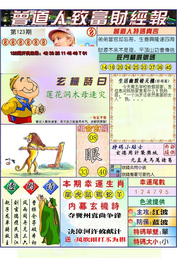 2024123期澳门曾道人致富财经报