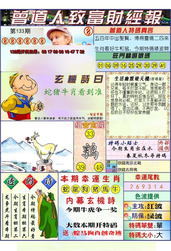 2024133期澳门曾道人致富财经报