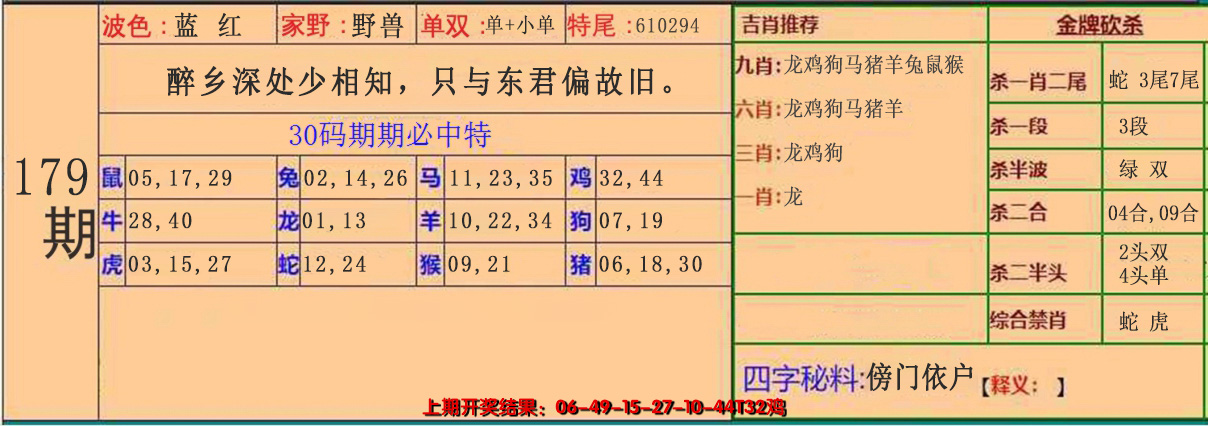 2024179期30码中特