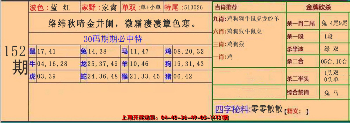 2024152期30码中特