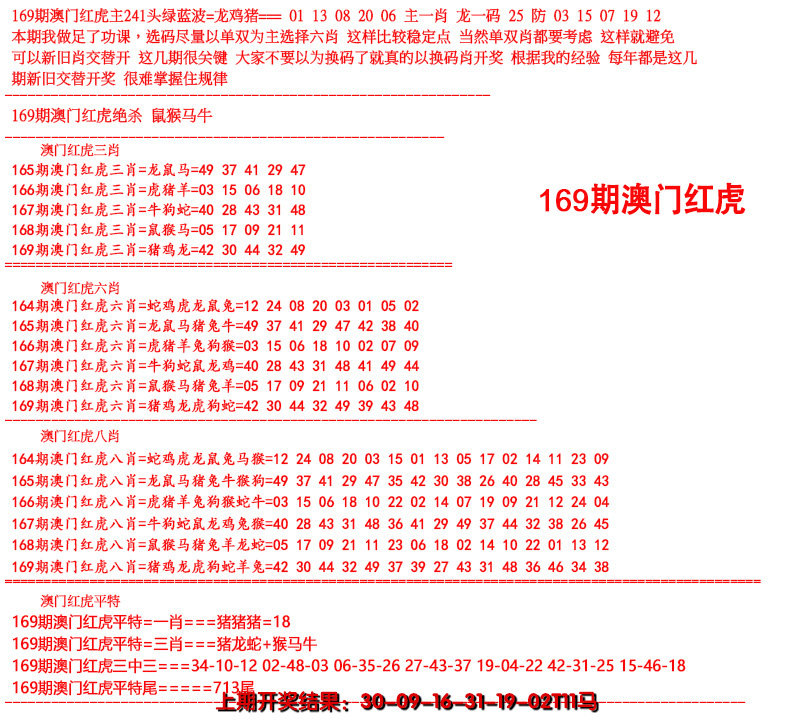 2024169期红虎图