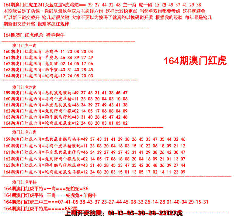 2024164期红虎图