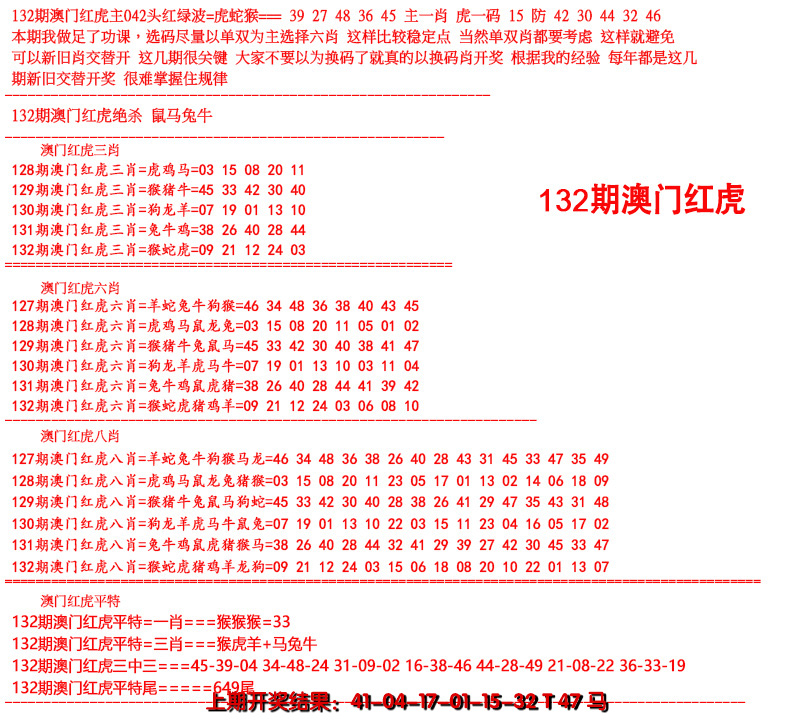 2024132期红虎图