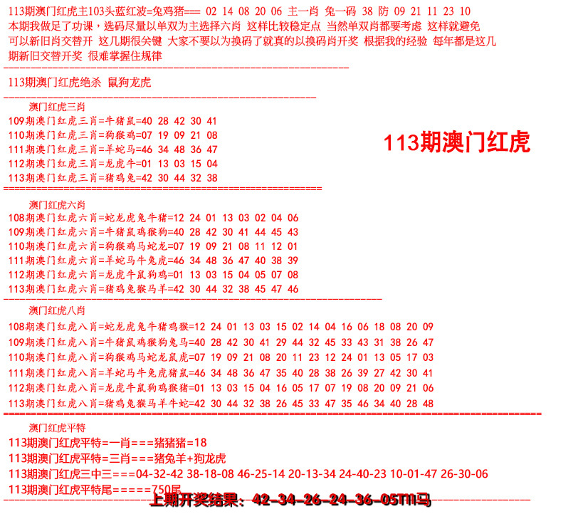 2024113期红虎图