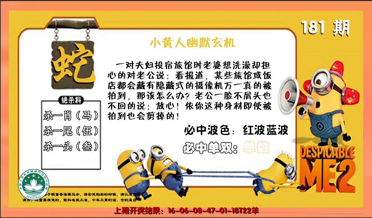 2024181期小黄人幽默玄机