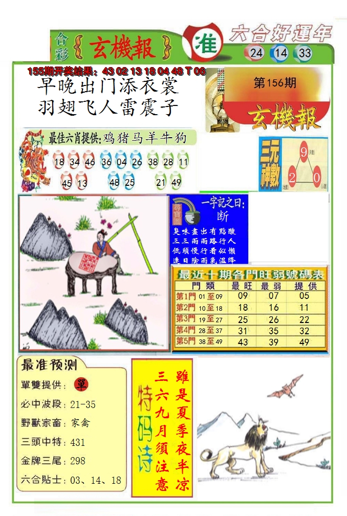 2024156期九龍玄机报(推荐)